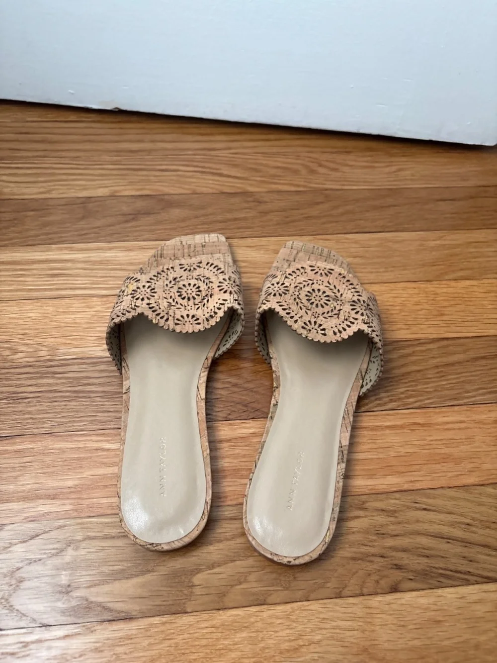 Ann Taylor Flat Cork Sandals, Natural, Sz 8M, NWOB